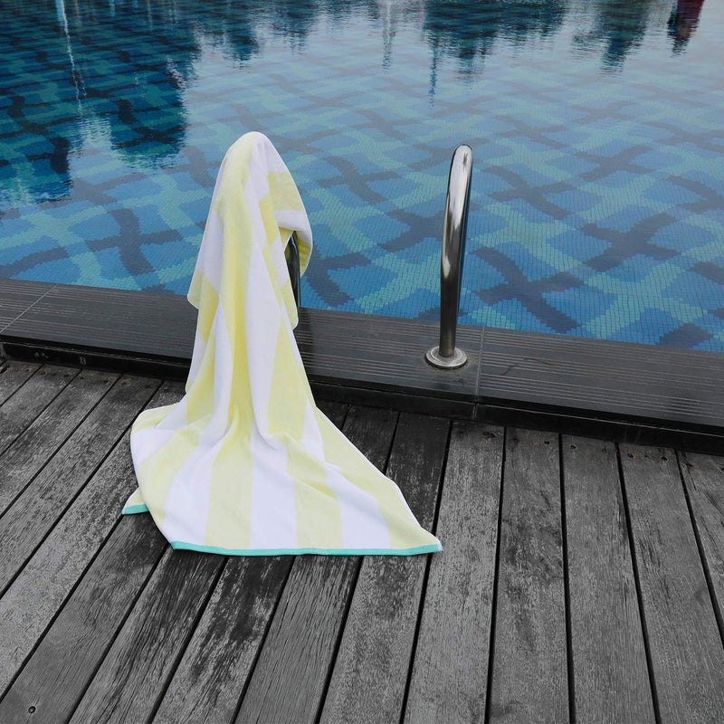 HENBAY Cotton Oversized Beach Towel - Large 70 x 35 Inch Pool Towel, Yellow Striped Quick Dry Swimming Cabana Towel - Image 4